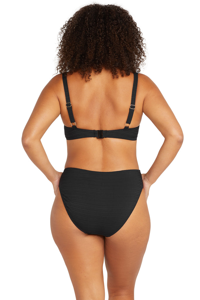 Black Aria Monet Mid Rise Bikini Bottom - Artesands Swim Australia