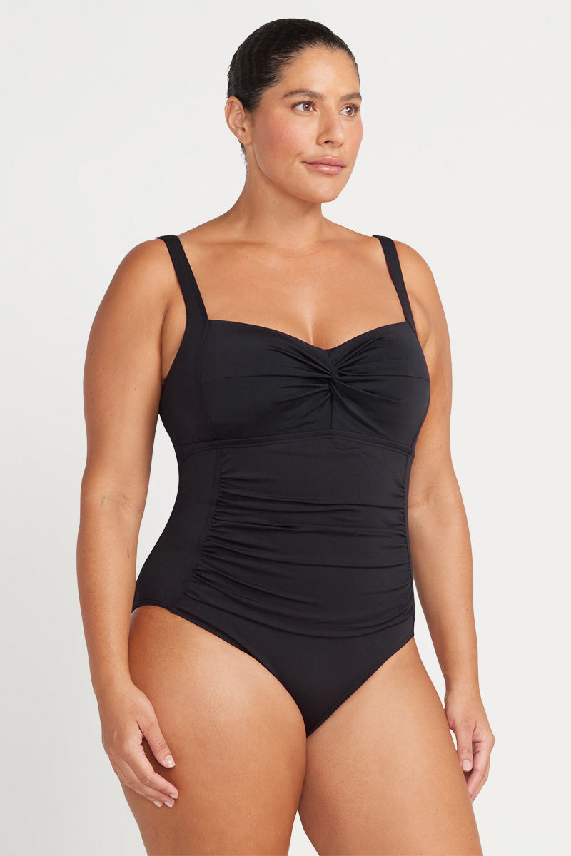 Black Natare Botticelli Chlorine Resistant One Piece Swimsuit