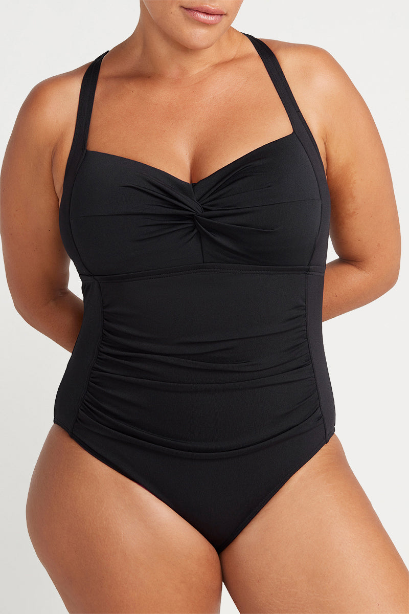 Black Natare Botticelli Chlorine Resistant One Piece Swimsuit