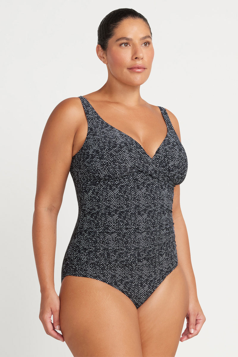 Black Zig Zag Delacroix Multi Cup One Piece Swimsuit