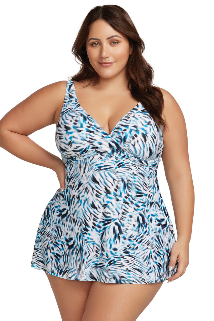 Buy Achruor Ladies Plus Size One-Piece Swim Dress with Boyshort