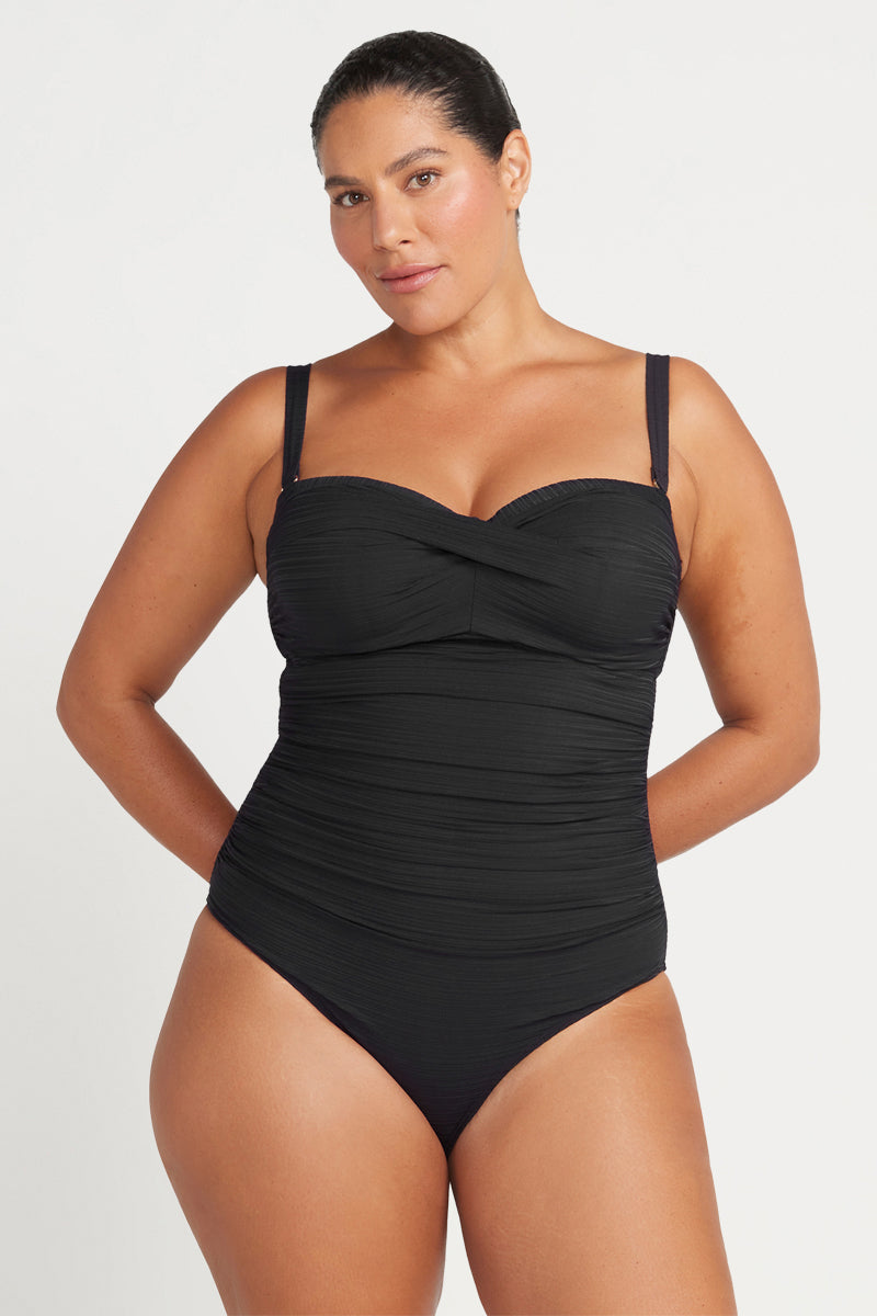 Black Aria Botticelli Bandeau D DD Underwire One Piece Swimsuit