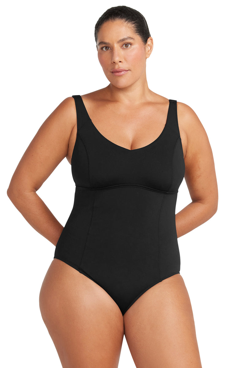 Black Natare Turner Chlorine Resistant One Piece Swimsuit