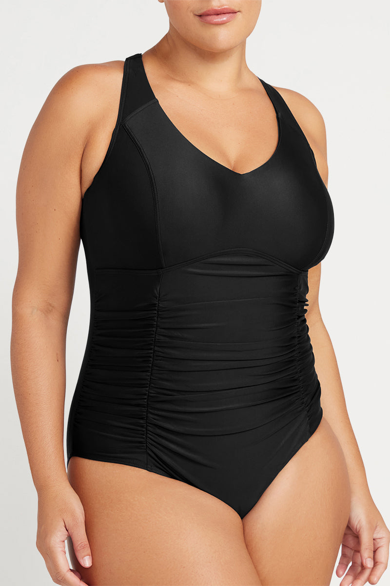 Black Hues Raphael E / F Cup Underwire One Piece Swimsuit