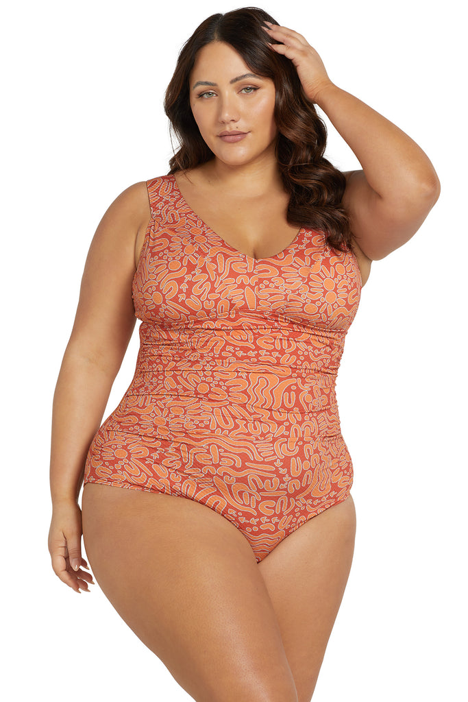 Curvy Swimwear Australia - The Mesh Tank one piece is a striking siwmsuit  every woman will love wearing this summer. This all black chlorine  resistant one piece swimsuit is made for those
