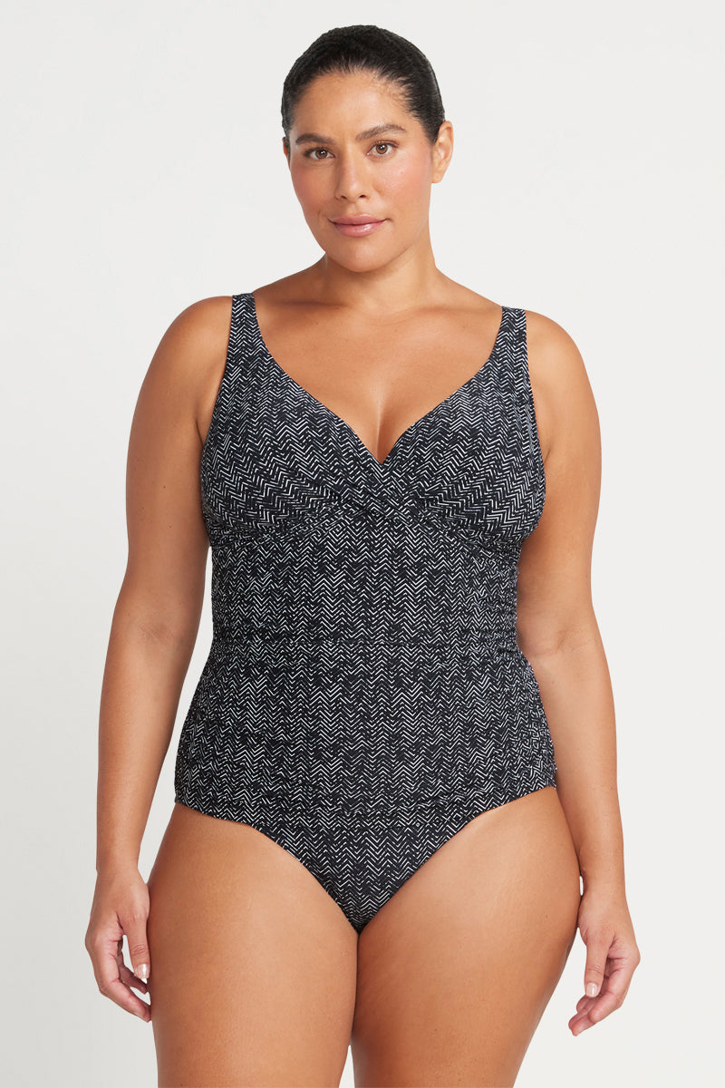 Black Zig Zag Delacroix Multi Cup Tankini Top