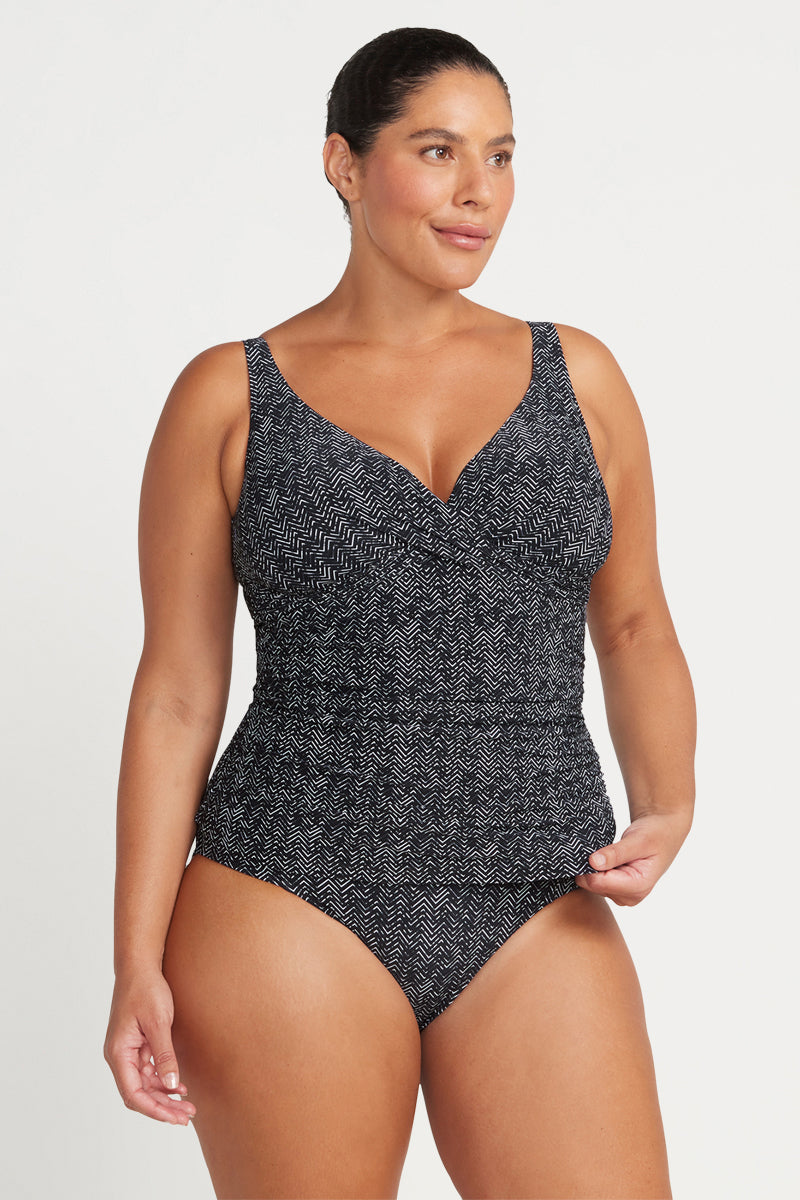 Black Zig Zag Delacroix Multi Cup Tankini Top