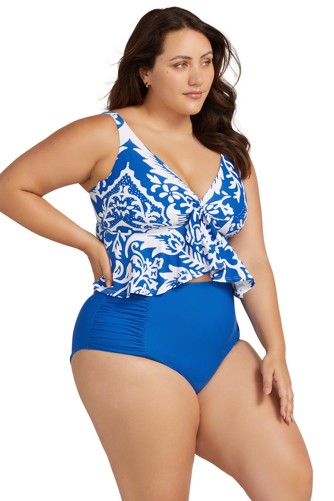 Blue Botticelli High Waist Swim Pant - Artesands Swim Australia