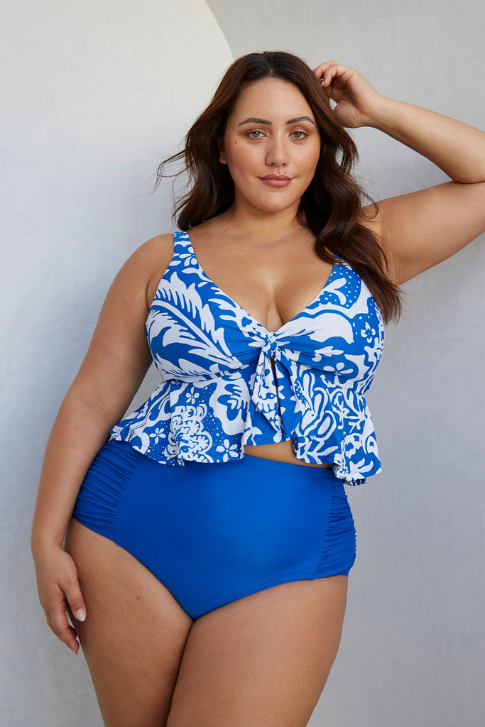 Blue Botticelli High Waist Swim Pant - Artesands Swim Australia