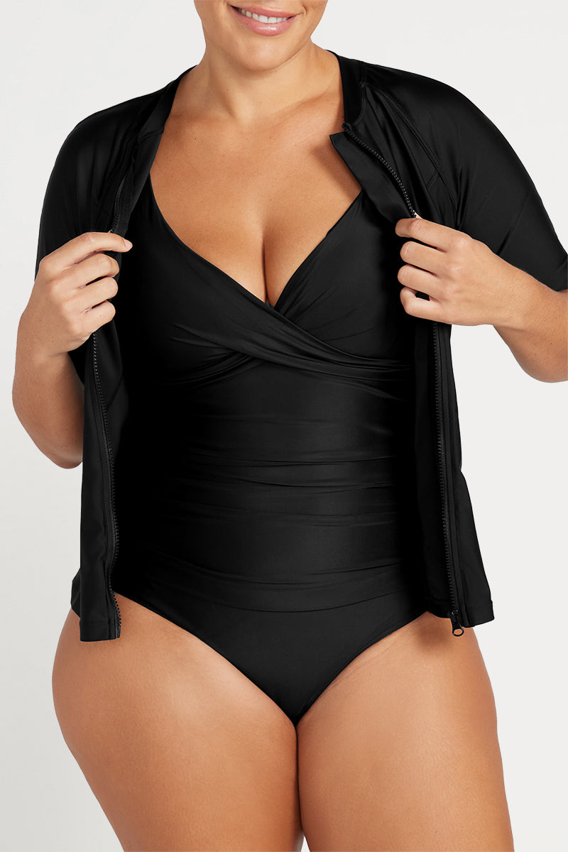 Black Hues Seurat Sun Safe One Piece Swimsuit