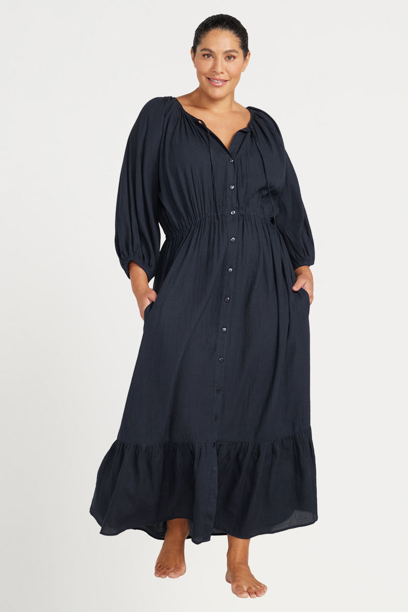 Navy Resort Wear Elgar Maxi Dress