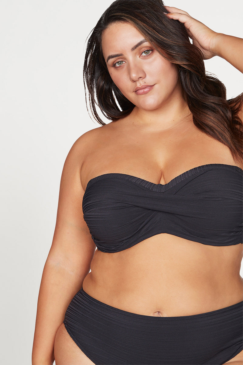 Black Aria Botticelli Bandeau D DD Underwire Bikini Top Artesands Swim Australia