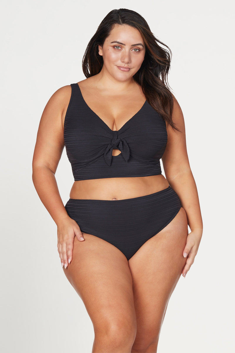 Black Aria Monet Mid Rise Bikini Bottom