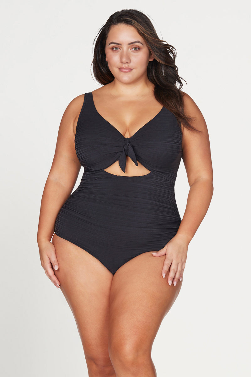 Black Aria Cezanne D / DD Cup Underwire One Piece Swimsuit