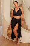 Black Bach Cotton Beach Sarong