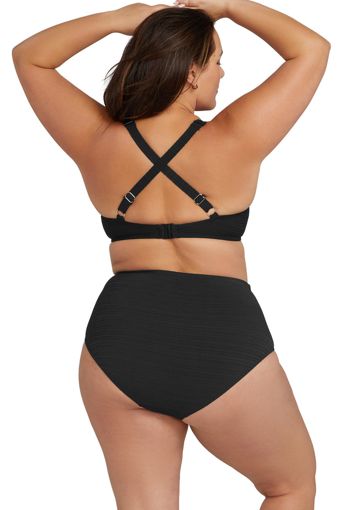 Black Aria Renoir High Waist Bikini Bottom - Artesands Swim Australia