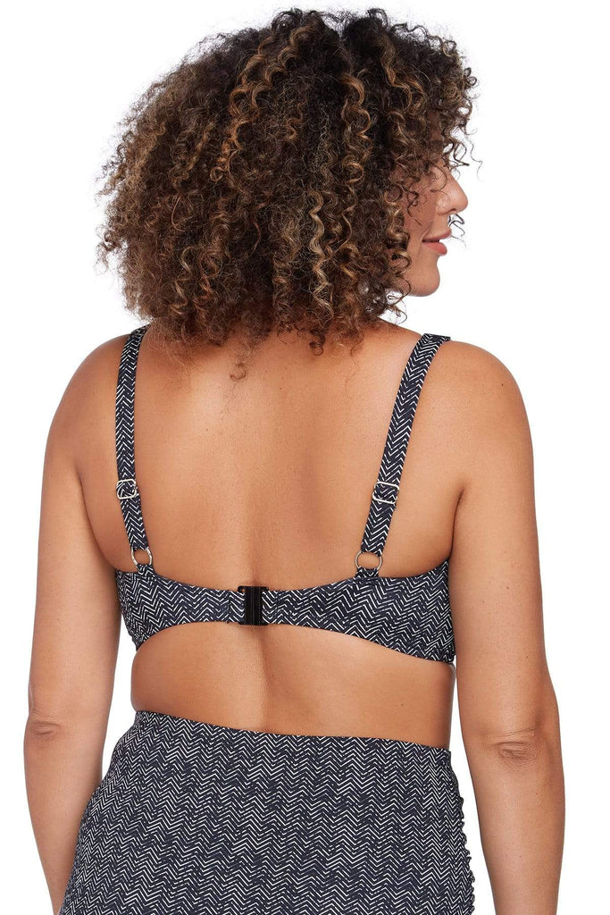 Black Zig Zag Raphael E / F Cup Underwire Bikini Top - Final Sale - Artesands Swim Australia
