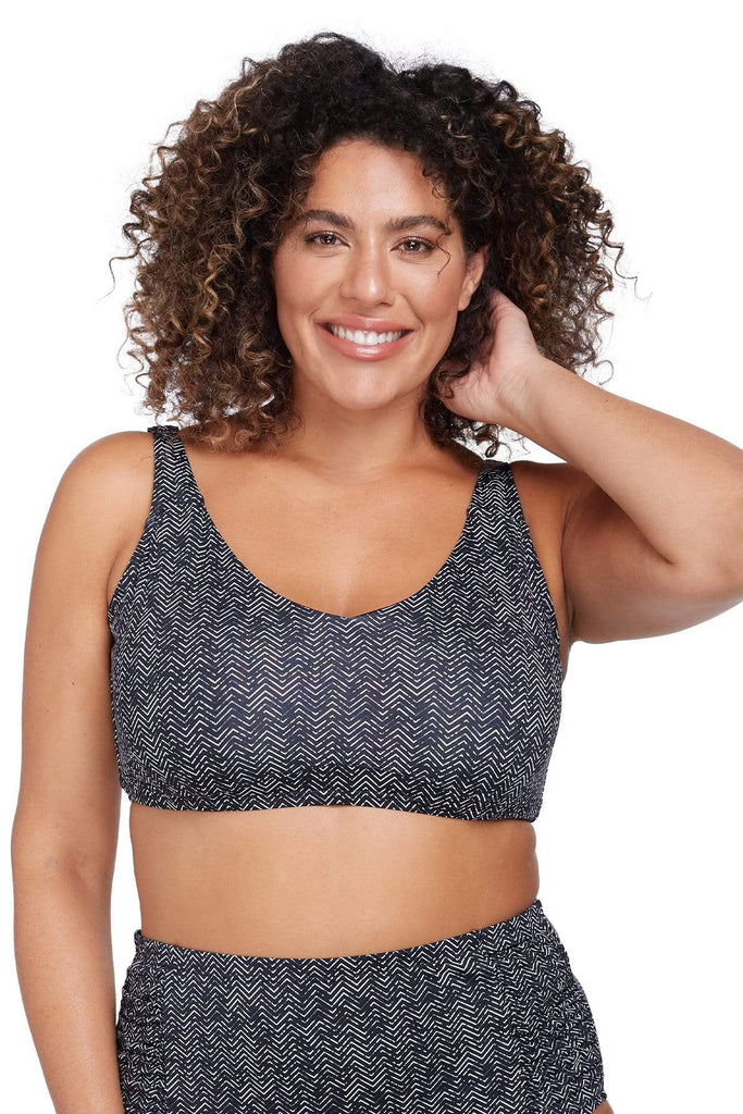 Black Zig Zag Raphael E / F Cup Underwire Bikini Top - Final Sale - Artesands Swim Australia