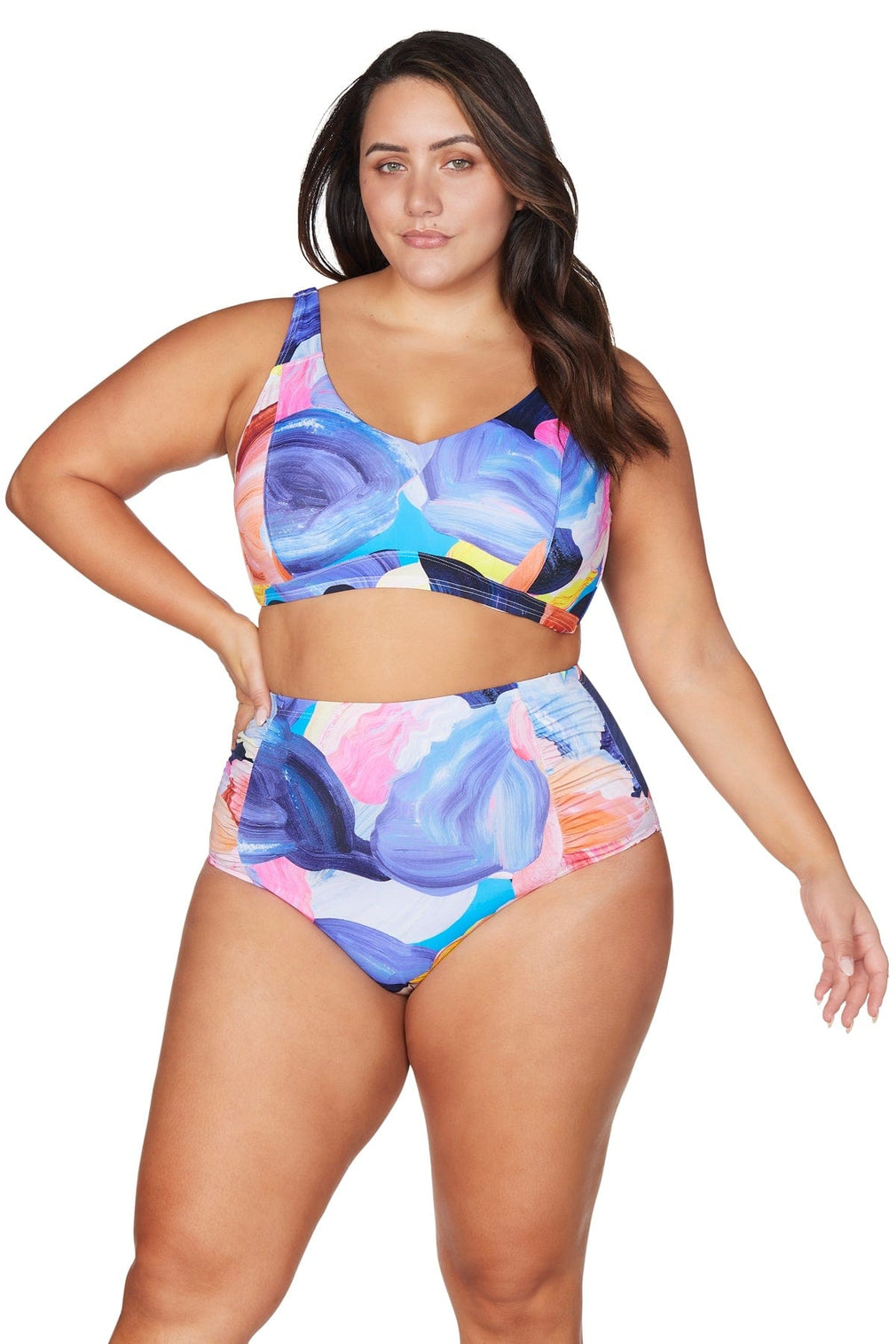 Arte A La Rue Purple Botticelli High Waist Swim Pant - Final Sale - Artesands Swim Australia