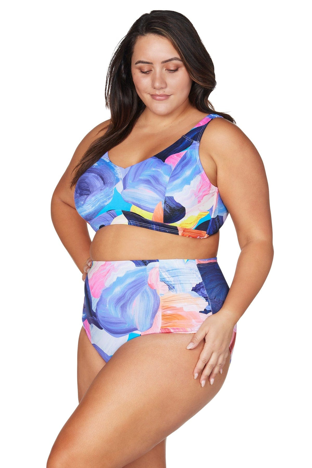 Arte A La Rue Purple Botticelli High Waist Swim Pant - Final Sale - Artesands Swim Australia